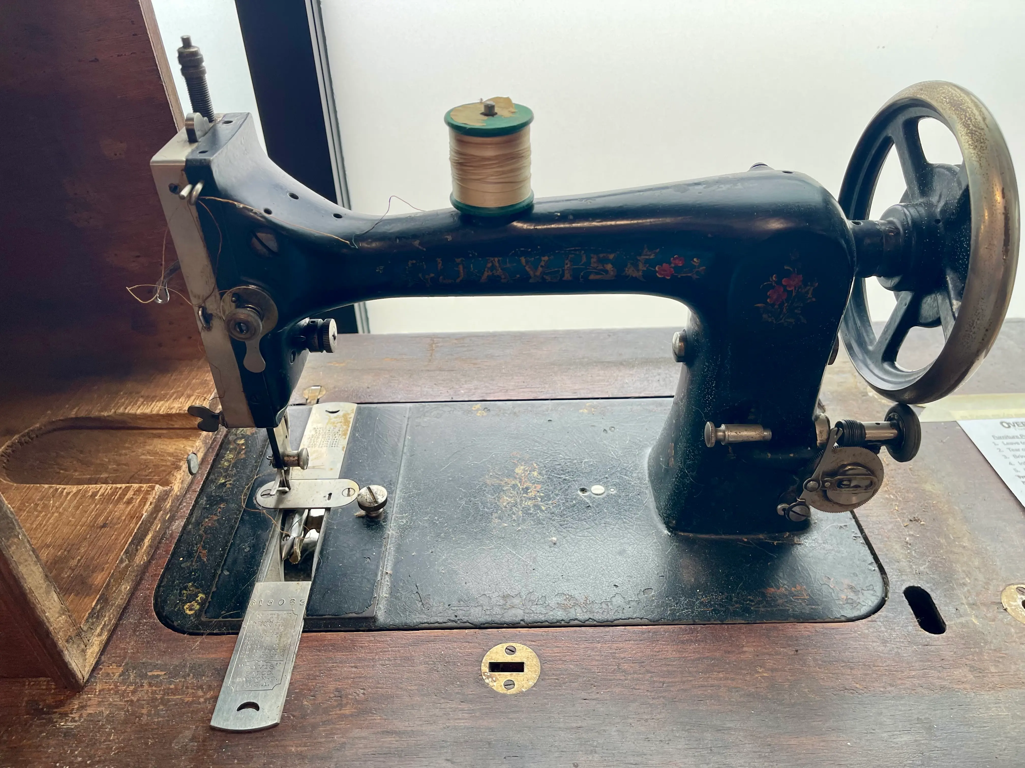 Vintage Davis treadle machine awaiting restoration